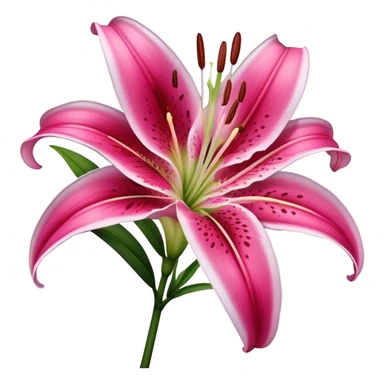 single Deep Pink Oriental Lily with White Edge, straight stem sticker