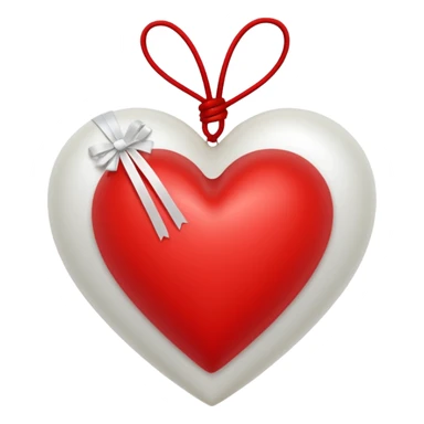 Red heart with white silk strings wrapped around it sticker
