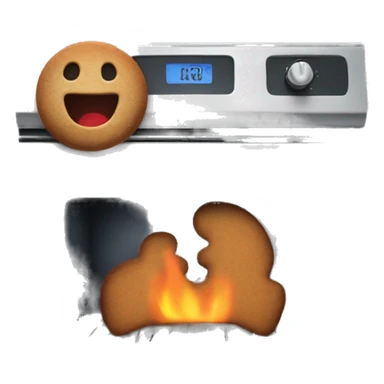 Oven with scared gingerbread man trying to get out sticker