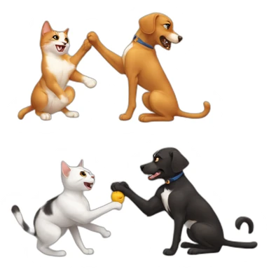 Cat fight a dog sticker
