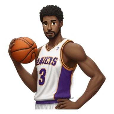 A basketball player who realises a fade-away  sticker