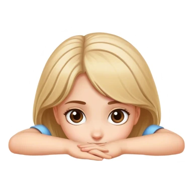  A girl peering from behind a table face view  sticker