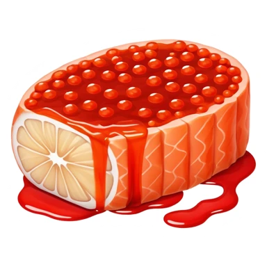 Sliced fish roe with red wax cover sticker