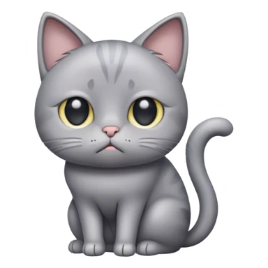 Cute sad grey cat full body sticker