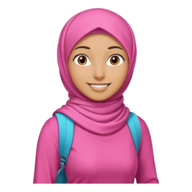 tan skin, hijabi young women in pink hijab, going for walk in active wear clothing sticker