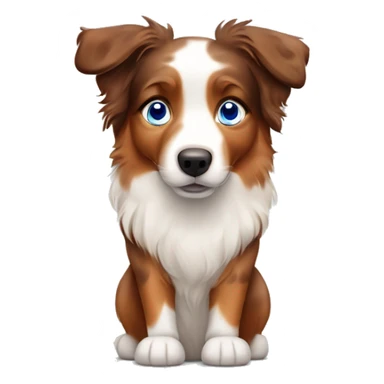 Red spotted Australian shepherd with blue eyes and one floppy ear sticker