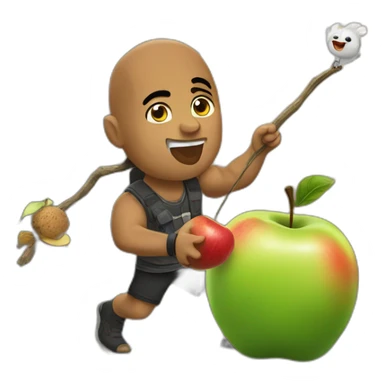 THE ROCK eat a Apple and fly on a stick sticker