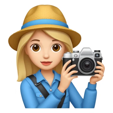 tourist woman holding camera sticker