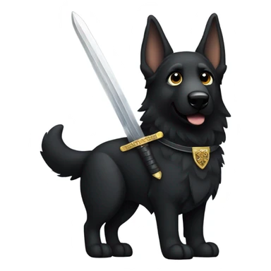 All black German shepherd with sword   sticker