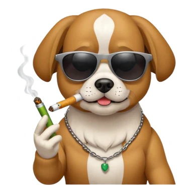 Dog with sunglasses smoking a joint sticker