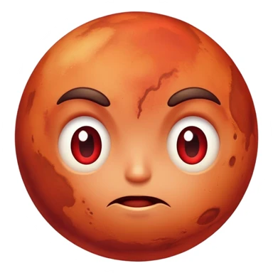 Mars planet with red surface and a hot sweating face with flushed cheeks sticker