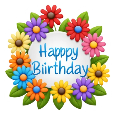 Multicolored flowers with happy birthday sign sticker