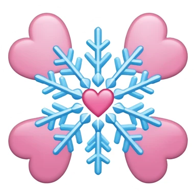 snowflake pink heart color white baby blue and pink sticker