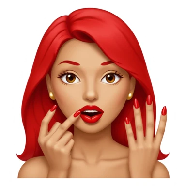 Big lips long nails bestie circle head biting her 1 nail sticker