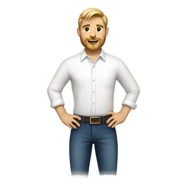 english man, very short hair dark blonde, blonde medium length size full beard, in a smart white unbuttoned shirt. sticker