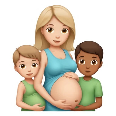 A pregnant woman with two childrens  sticker