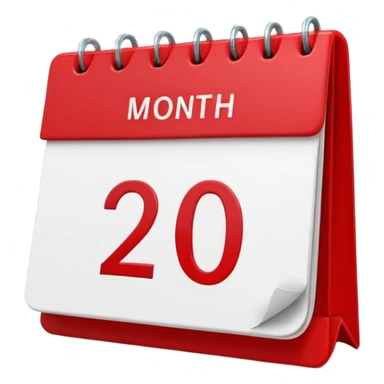 minimalistic Apple-style emoji icon of a calendar in 3D perspective, single date number centered, no text or month name, soft shadows, realistic glossy material, subtle depth, high-resolution, modern flat 3D design sticker