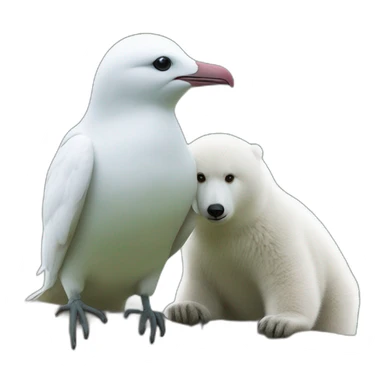 un ours et une mouette sticker