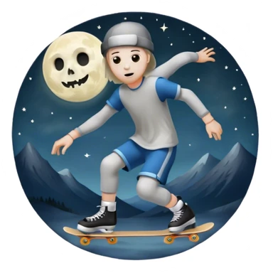  skater boi  ghost skating under a moon sticker