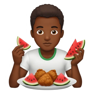 Black guy eating chicken and watermelon sticker