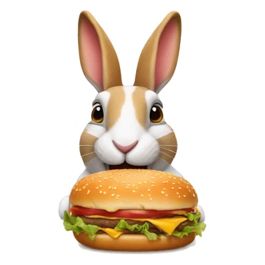 Rabbit eating a burger  sticker