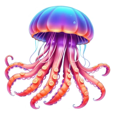 Neon glowing jellyfish-crab-squi sticker