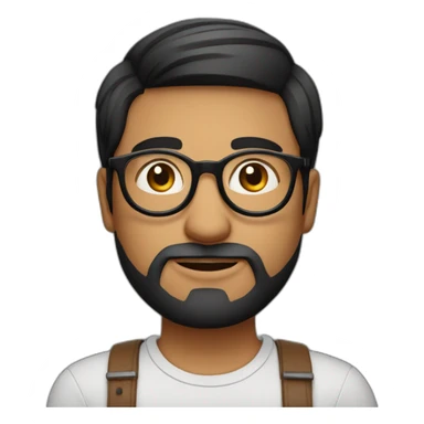 indian guy with round glasses with fair skin with straight hair with round fully circular glasses black eyes black hair with very short beard sticker
