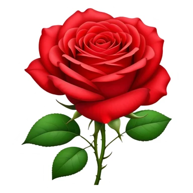 Beautiful red rose flower with lush petals and green leaves sticker