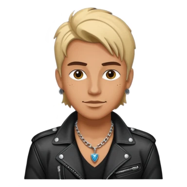 a rockstar wearing necklace, leather jacket sticker