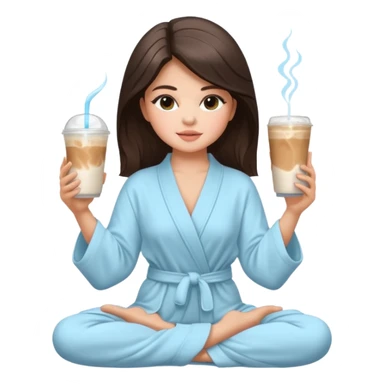 Selina Gomez holding an ice latte, doing yoga, traveling. spa, massage, luxury  vibes. Mood: calm, rich, feminine, magnetic. sticker