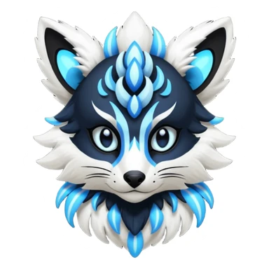Futuristic furry fluffy floofy feathery tribal marked Genet-Absol-Kyurem-Zeraora-Primagen-fusion-creature  sticker