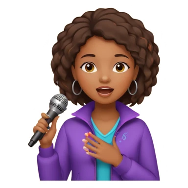 African American girl singing with microphone in her hand Abe music notes everywhere sticker