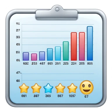 ios style emoji for report sheet consisting graph/ charts with sparkle around the report  sticker