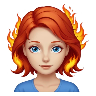 A girl with flaming red hair and intense blue eyes. Delicate dark circles under her eyes give her a slightly tired look, and her smile belies any fatigue. sticker
