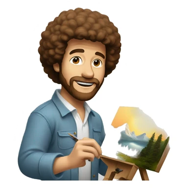 bob ross painting a picture sticker