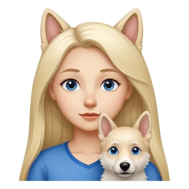 Skandinavian Lady with Long Hair ist in Love with her short fur White Shepard and the Dog has dark eyes sticker