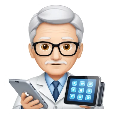 Senior IT Specialist with multiple high-tech devices, confident expression, showing leadership, advanced technical expertise sticker