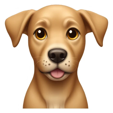 A fawn colored dog with one pointy ear and a floppy ear happy sticker