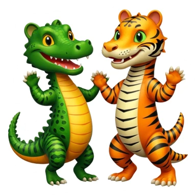 Alligator qui danse avec un tigre  sticker
