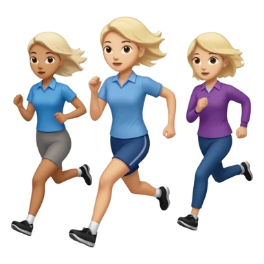 a female co-worker running and other co-workers chasing her -- the other co workers are tiny and in the distance and they are male and female sticker