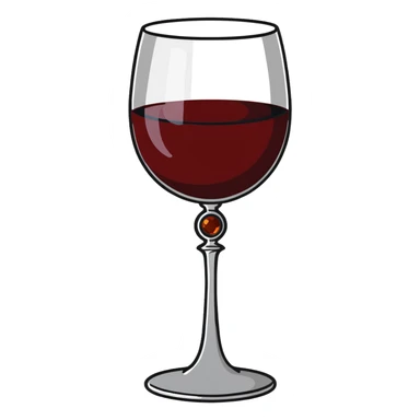 fancy silver goblet adorned with red amber stones containing dark red wine sticker