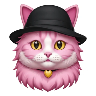 Pink cat wearing black hat sticker