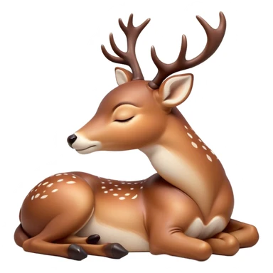 Meme-Worthy Cute Sleeping Deer Portrait Emoji, Head resting peacefully with a contented smile, showcasing a delicate, slender build and a luxuriously soft coat, eyes shut in a serene, restful nap, Simplified yet hilariously adorable features, highly detailed, glowing with a soft, drowsy light, high shine, relaxed and utterly lovable, stylized with an air of playful laziness, bright and heartwarming, soft glowing outline, capturing the essence of a comically sleepy deer, so meme-worthy it feels like it could instantly become the next viral sensation of adorable woodland slumber! sticker