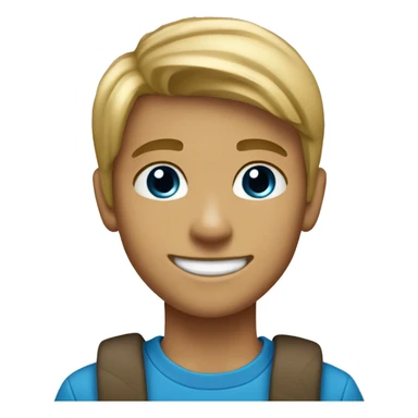 a 13 year old boy smiling with blue eyes and tan skin color straight har dirty blonde sticker