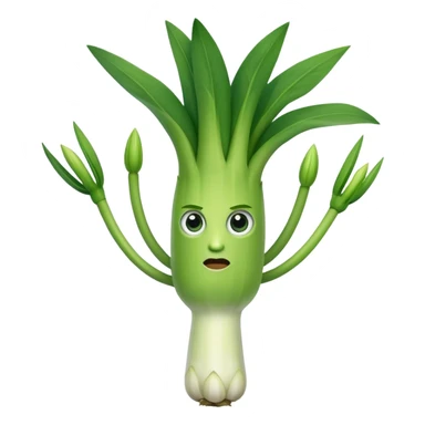 a leek with arms and eyes sticker