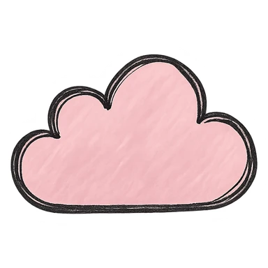 hand drawn outlined icon of a pink cloud, no fill, transparent background, thick lines sticker