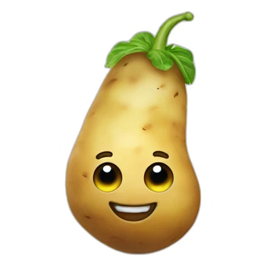 Potato with unicorn horn and smiling face sticker