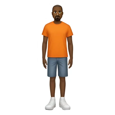 Kanye West dress With an orange T-shirt that has a fox and is a soccer shirt sticker