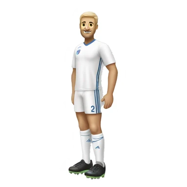 A  white man's white legs with soccer boots sticker