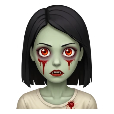 mulher zumbi cabelo liso tamanho medio preto sticker